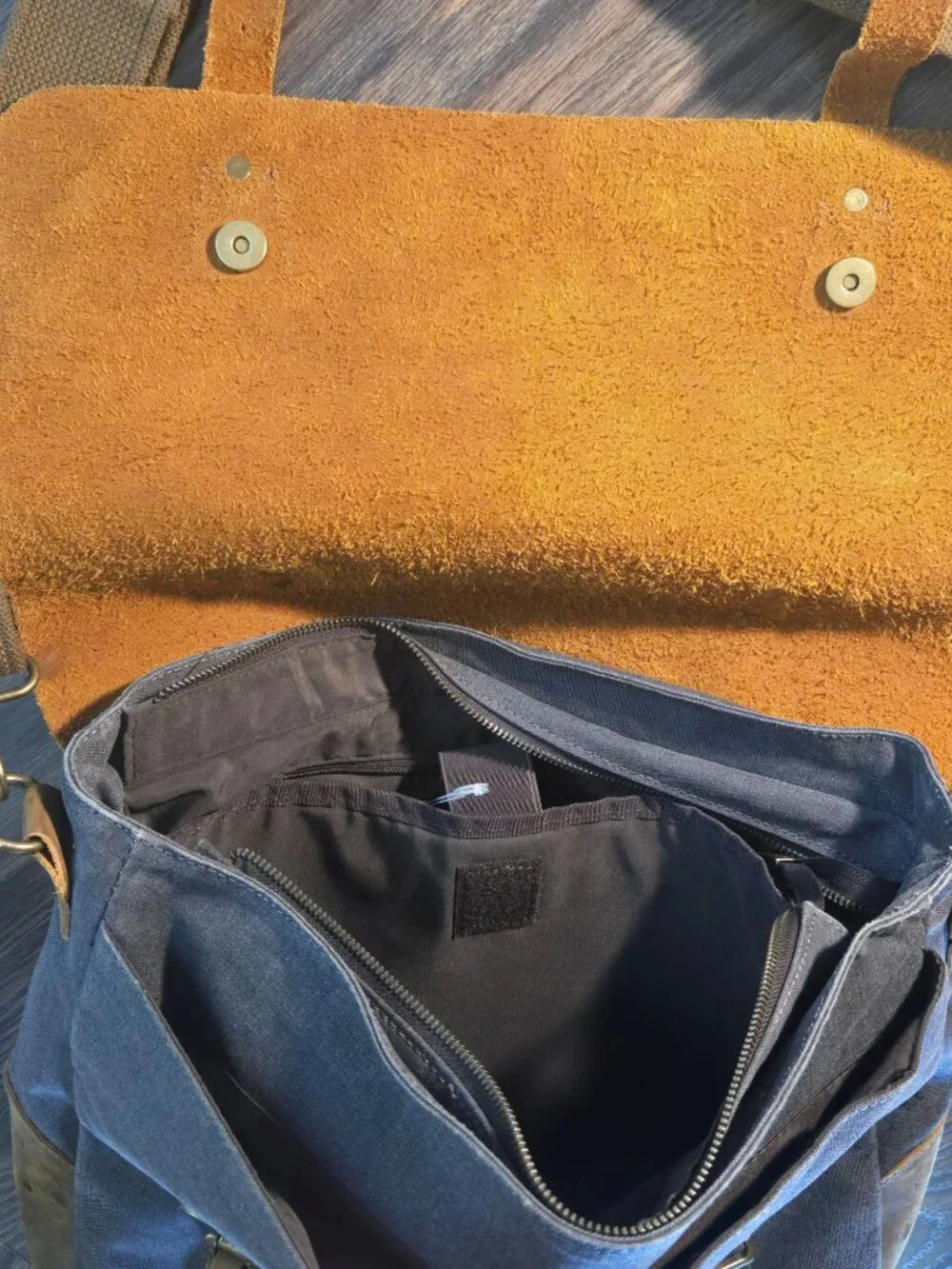 Vintage WOWBOX Washed Canvas & Leather Messenger Bag NWOT/UNISEX